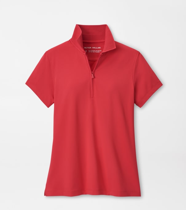 Keswick Zip Neck Short Sleeve Polo in CALABRIAN RED