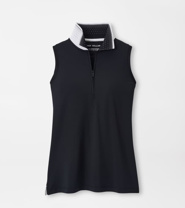 Chrissie Sleeveless Zip Polo in Black/White