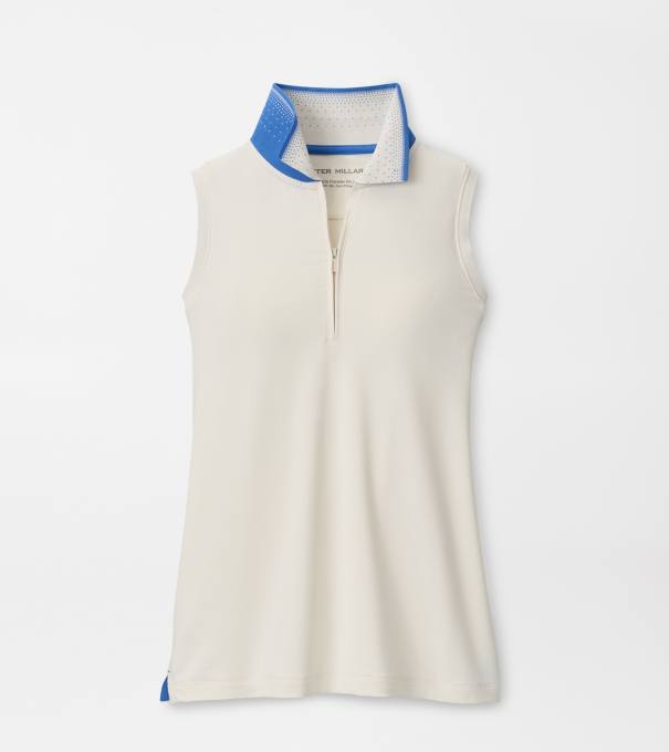 Chrissie Sleeveless Zip Polo in IVORY/BLUE STARLING