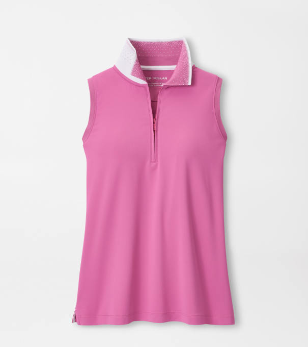 Chrissie Sleeveless Zip Polo in PEONY/WHITE