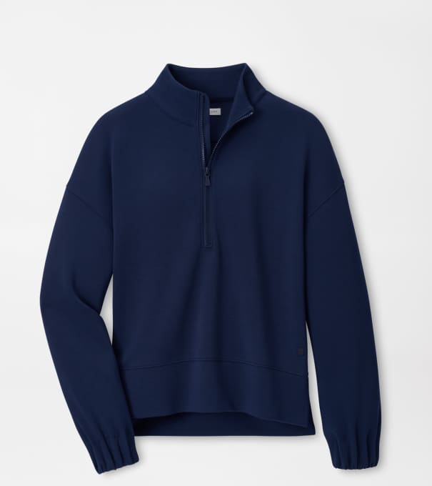 Flora Knit Half-Zip Pullover in Navy