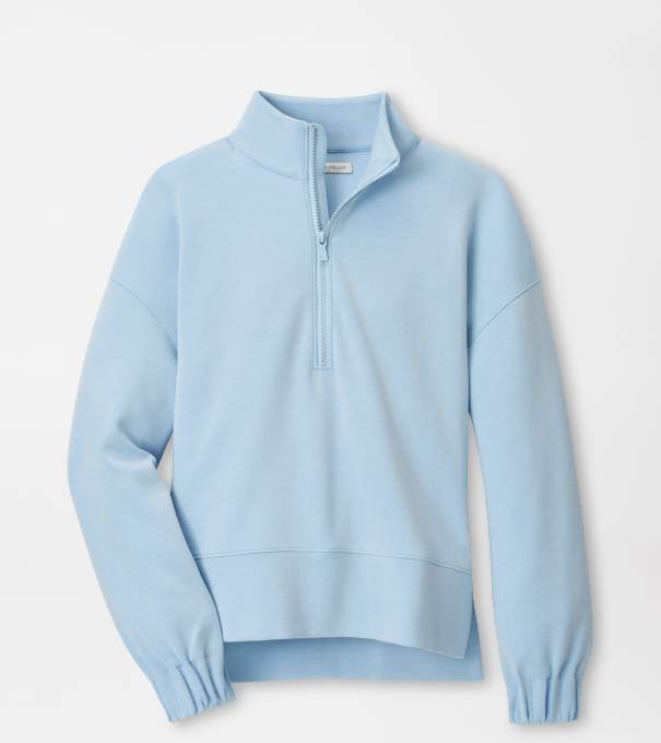 Flora Knit M&eacute;lange Half-Zip Pullover in BLUE BRISK