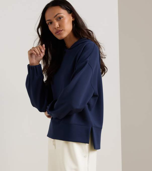 Flora Knit Hoodie in Navy