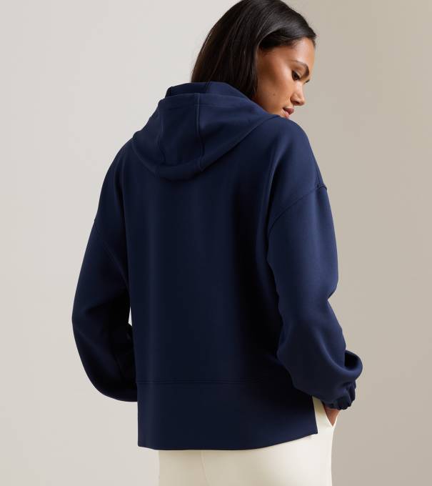 Flora Knit Hoodie in Navy