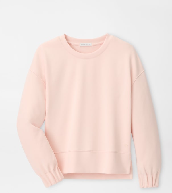 Flora Knit M&eacute;lange Crewneck in PINK STONE