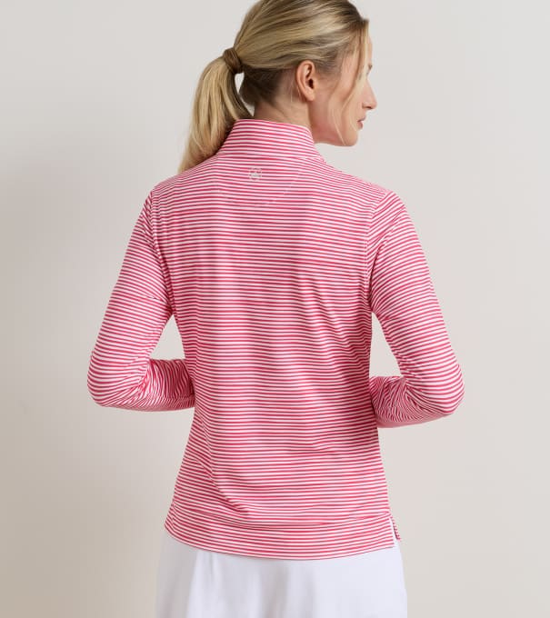 Bunker Stripes Perth Performance Quarter-Zip in CALABRIAN RED