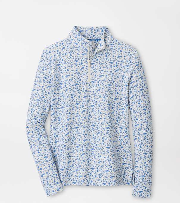 Vino Flora Perth Performance Quarter-Zip in BLUE STARLING