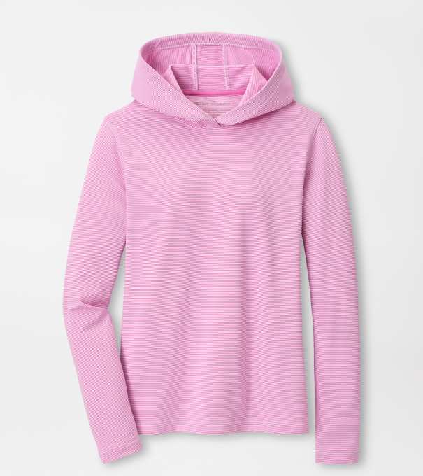 Sugar Stripe Pine Performance Hoodie in PEONY/WHITE