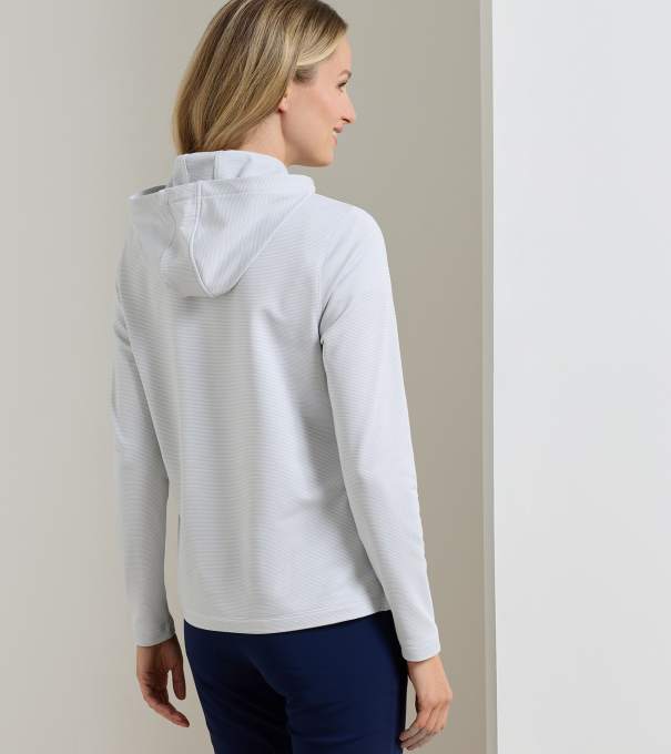 Sugar Stripe Pine Performance Hoodie in WHISPER GREY/WHITE