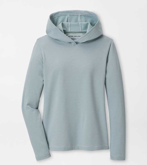 Sugar Stripe Pine Performance Hoodie in WILLOW/WHITE