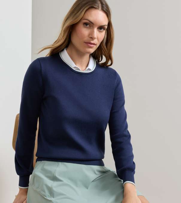 Coolspun Lite Cotton Crewneck in Navy