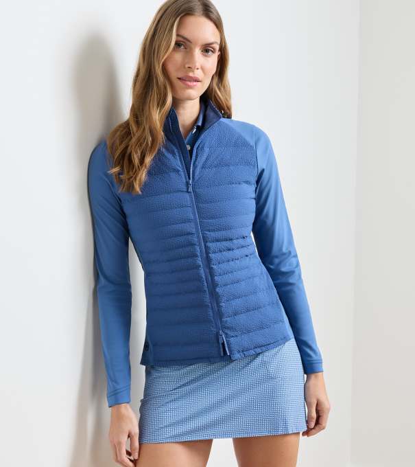 Merge Seersucker Hybrid Jacket in Windsor Blue