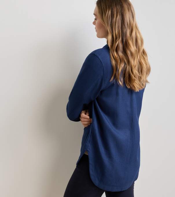 Annemaire Linen-Blend Chore Coat in Navy