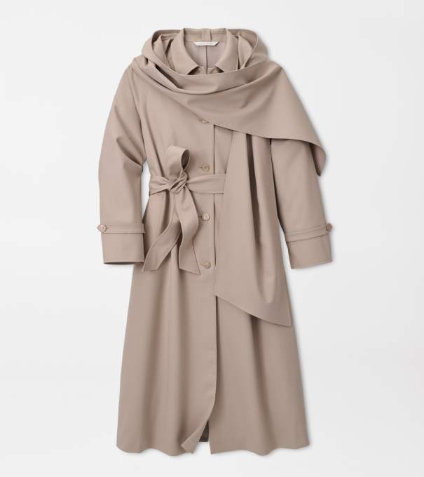 Brigitte Stretch Twill Trench Coat in LIGHT TERRACE FOG