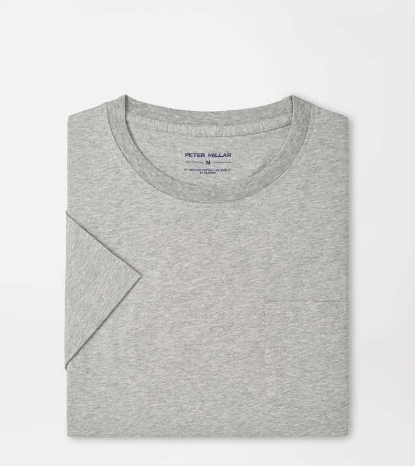 Crown Comfort Heathered Short-Sleeve Pocket Tee in Coastal Grey
