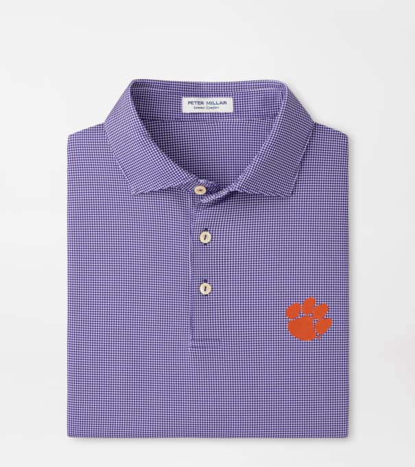 Clemson Border Performance Jersey Polo in Purple2