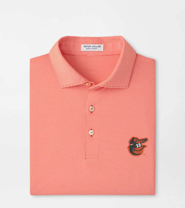 Baltimore Orioles Jubilee Stripe Performance Polo in Orange6
