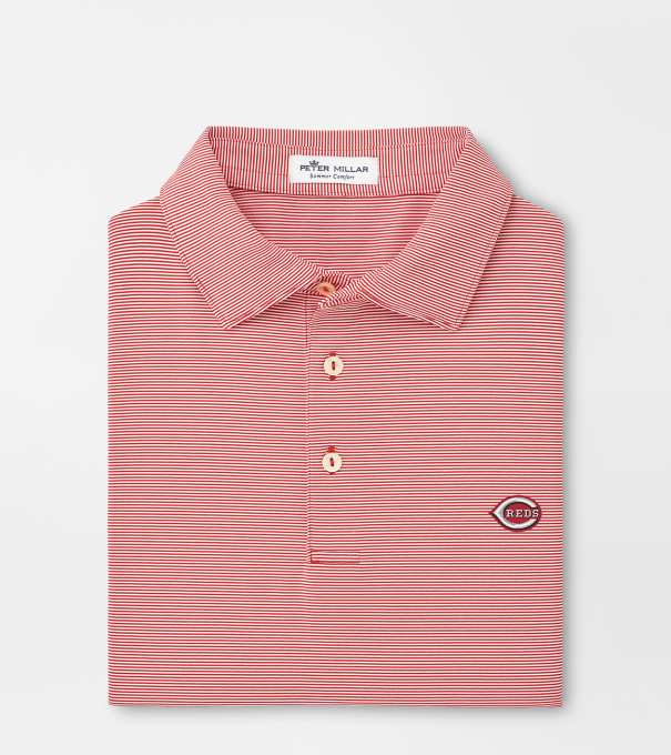 Cincinnati Reds Jubilee Stripe Performance Polo in Red3