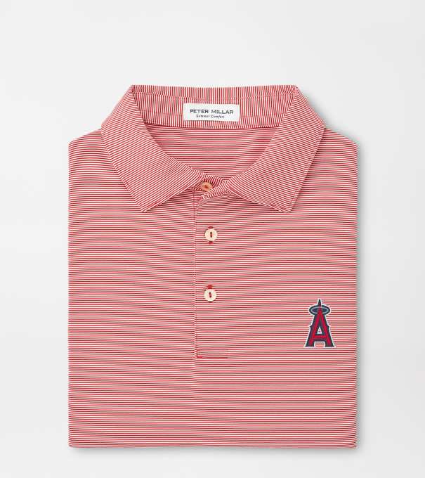 Los Angeles Angels Jubilee Stripe Performance Polo in Red3