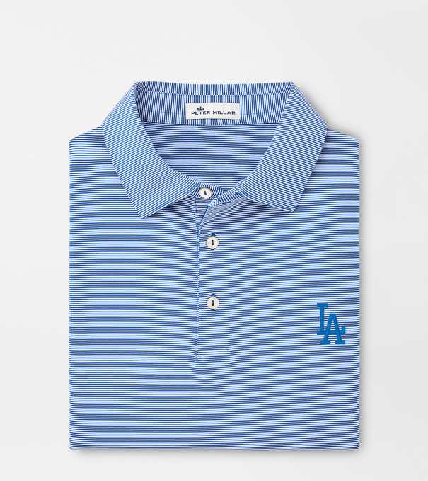 Los Angeles Dodgers Jubilee Stripe Performance Polo in Blue3