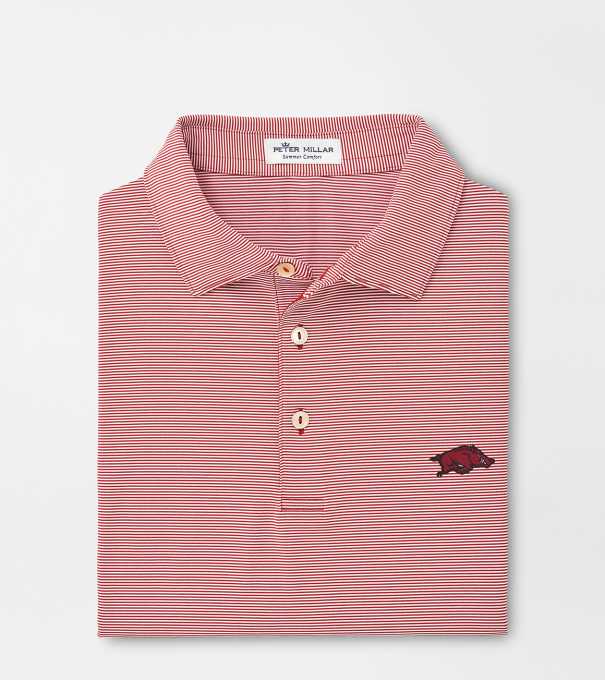 Arkansas Jubilee Stripe Performance Polo in Crimson1