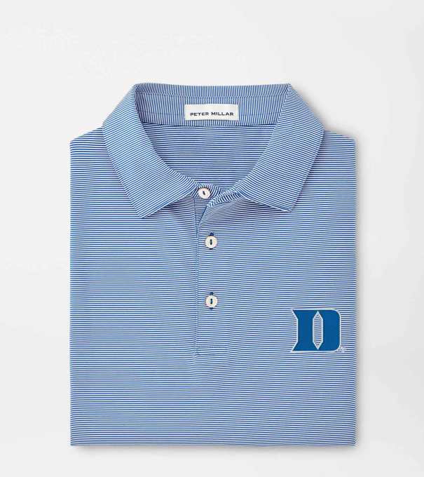 Duke University Jubilee Stripe Performance Polo in Blue3