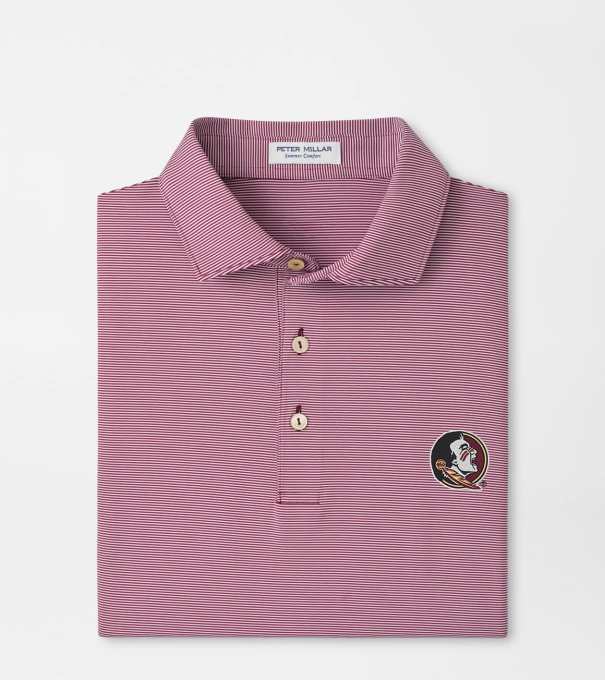 Florida State Seminole Jubilee Stripe Performance Polo in Maroon2