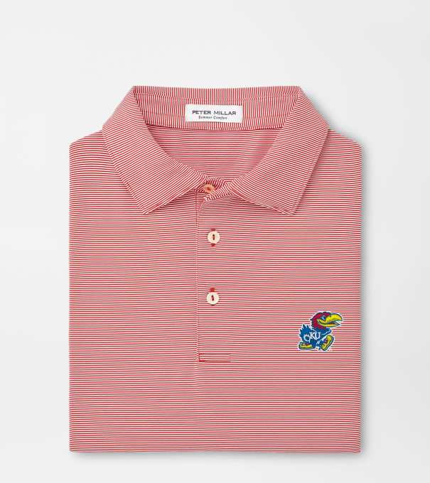 Kansas Jubilee Stripe Performance Polo in Red3