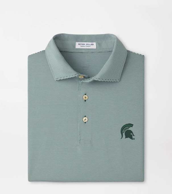 Michigan State Spartans Jubilee Stripe Performance Polo in Green1