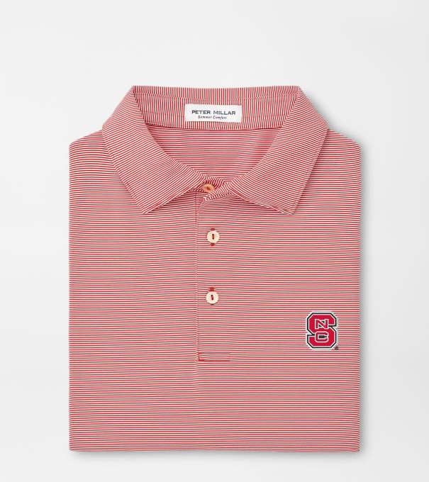 NC State Jubilee Stripe Performance Polo in Red3