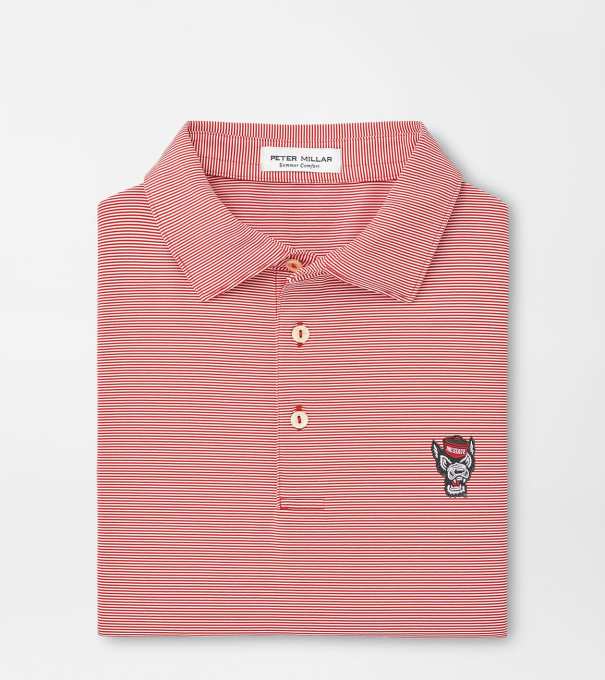 NC State Wolfpack Jubilee Stripe Performance Polo in Red3