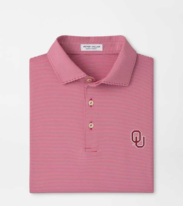 Oklahoma Jubilee Stripe Performance Polo in Crimson1