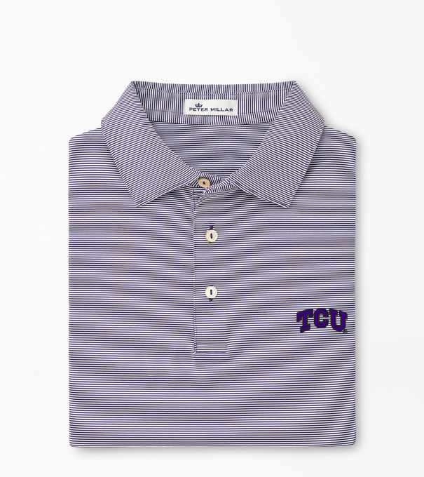 TCU Jubilee Stripe Performance Polo in Purple2/White