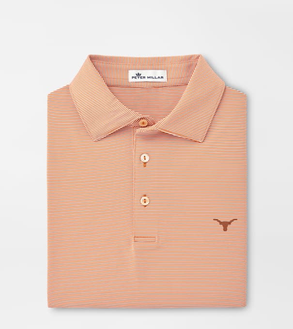Texas Jubilee Stripe Performance Polo in Rust1