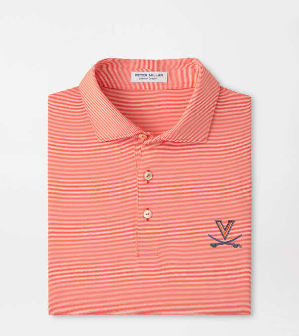 Virginia Jubilee Stripe Performance Polo in Orange6