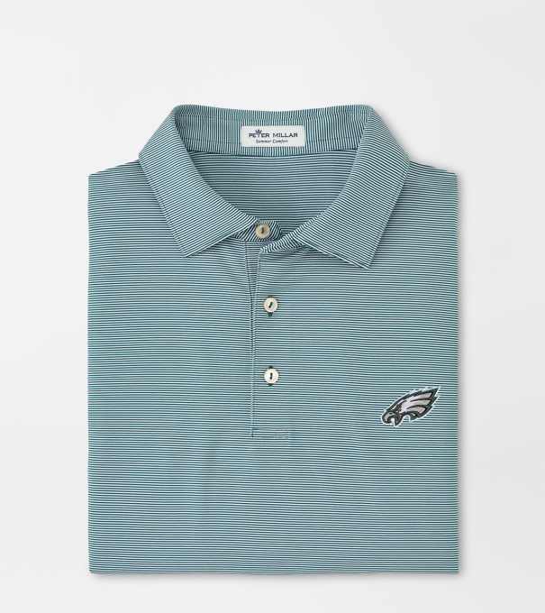 Philadelphia Eagles Jubilee Stripe Performance Polo in MIDNIGHT GREEN