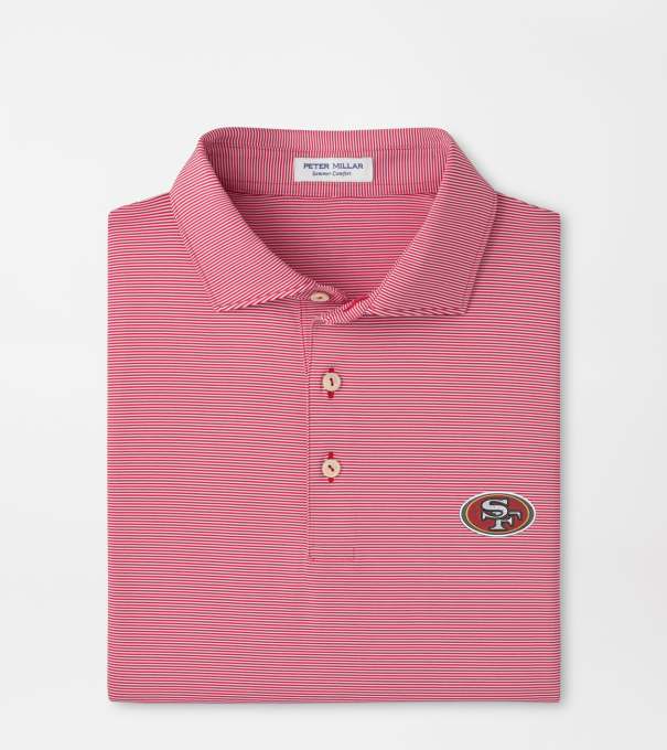 San Francisco 49ers Jubilee Stripe Performance Polo in Red3