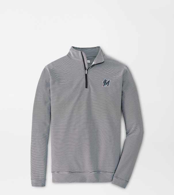 Miami Marlins Perth Sugar Stripe Performance Quarter-Zip in Black/White