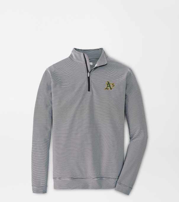 Athletics Perth Sugar Stripe Performance Quarter-Zip in Black/White