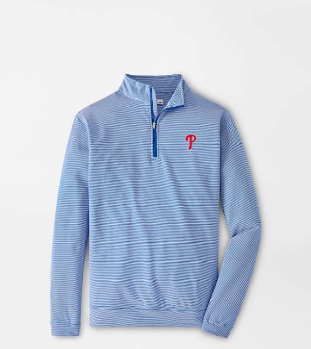Philadelphia Phillies Sugar Stripe Performance Quarter-Zip in Blue3/White