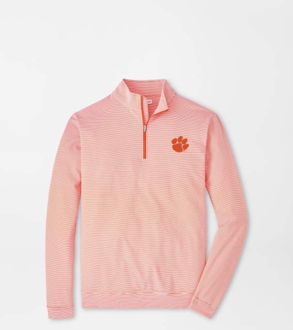 Clemson Perth Sugar Stripe Performance Quarter-Zip in Orange6/White