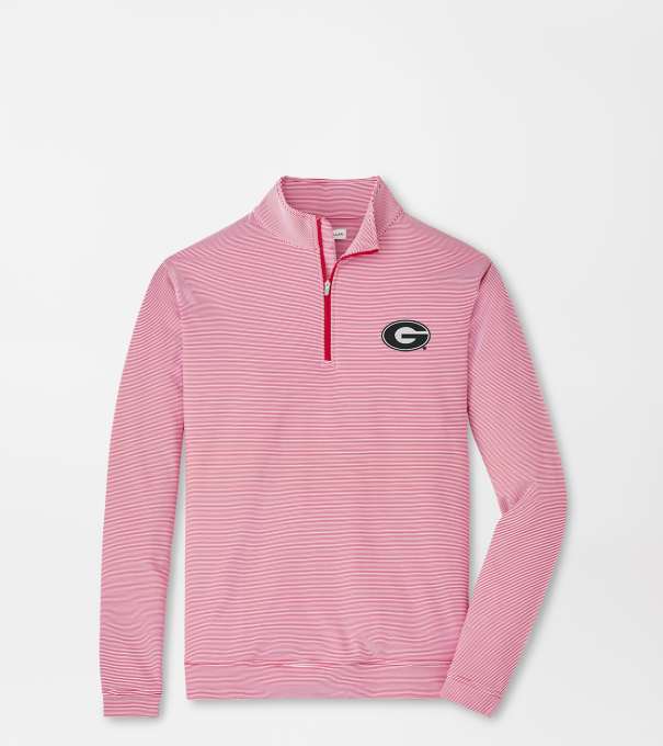 Georgia Perth Sugar Stripe Performance Quarter-Zip in Red3/White