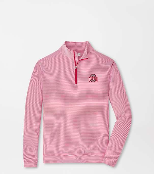 The Ohio State Perth Mini-Stripe Performance Pullover in Red3/White