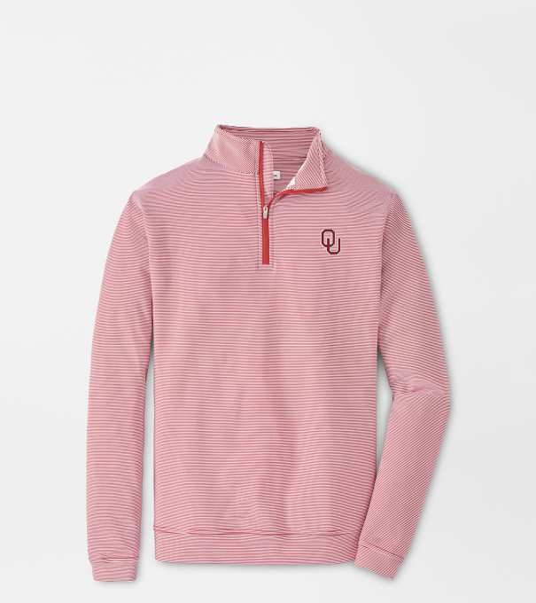 Oklahoma Perth Sugar Stripe Performance Quarter-Zip in Crimson1/White