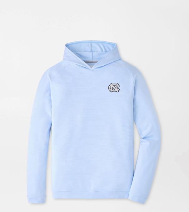 UNC Chapel Hill Pine Sugar Stripe Performance Hoodie in Cottage Blue