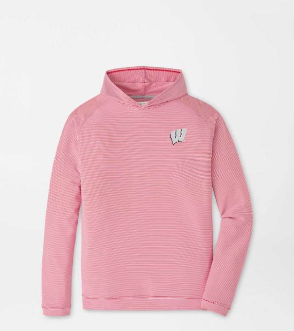 Wisconsin Pine Sugar Stripe Performance Hoodie in Red3