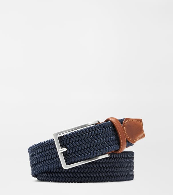 Waxed Braided Belt in Navy