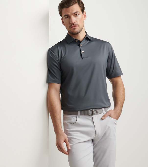 Solid Performance Jersey Polo in Iron