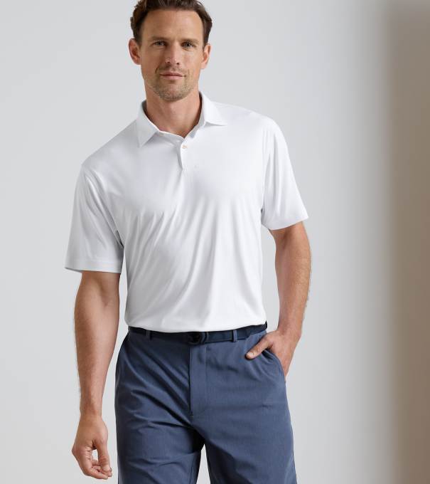 Featherweight M&eacute;lange Performance Polo in White