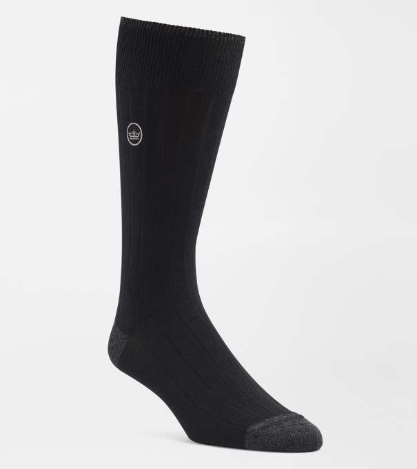 Solid Rib Crew Sock in Black